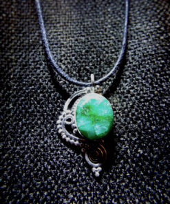 Pendant Silver Emerald Gemstone Handmade Sterling 925 Gothic Filigree Necklace Antique Jewelry
