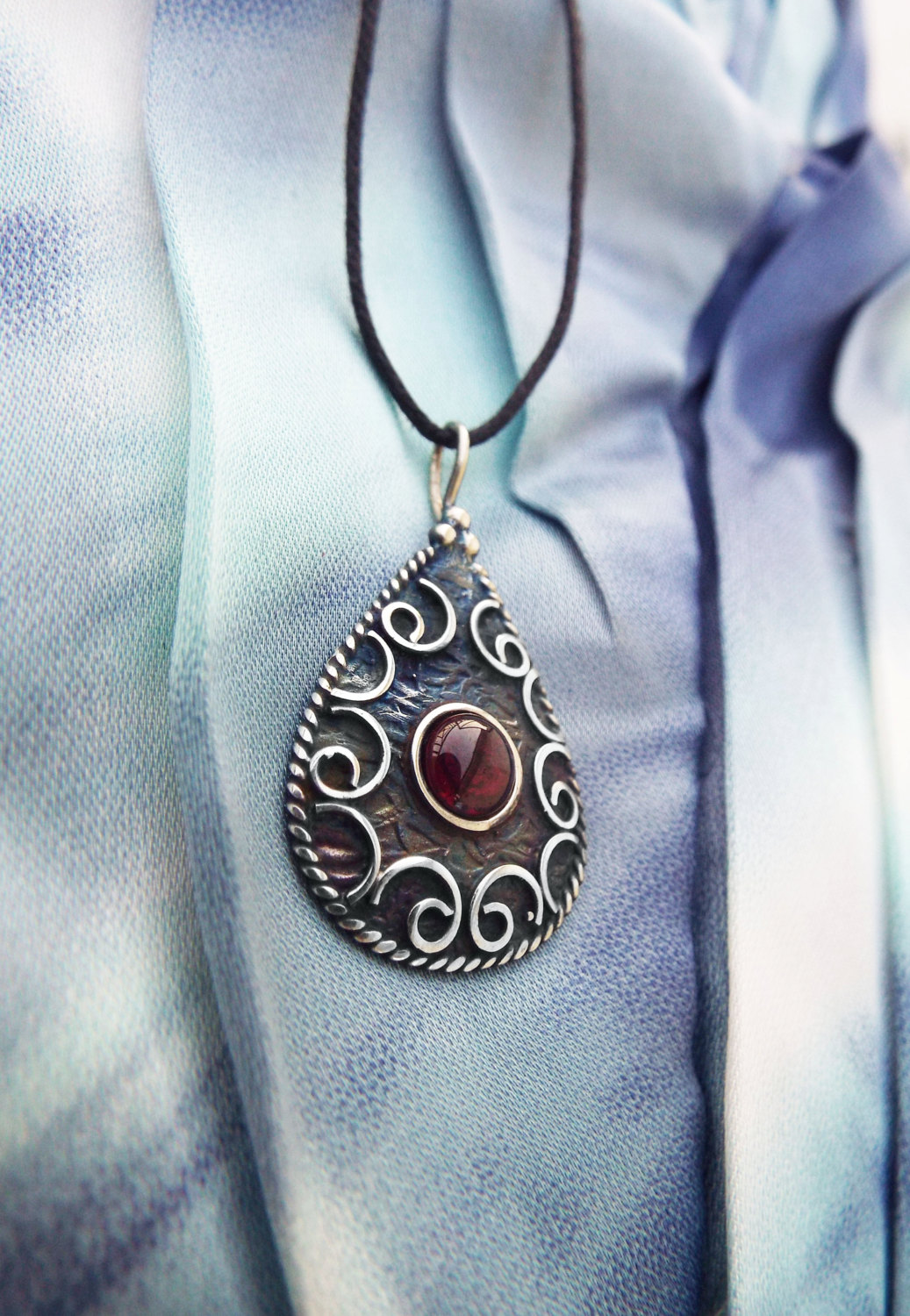 Pendant Silver Garnet Sterling Handmade 925 Gothic Dark Antique Vintage Necklace Jewelry 2