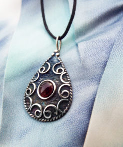 Pendant Silver Garnet Sterling Handmade 925 Gothic Dark Antique Vintage Necklace Jewelry 2