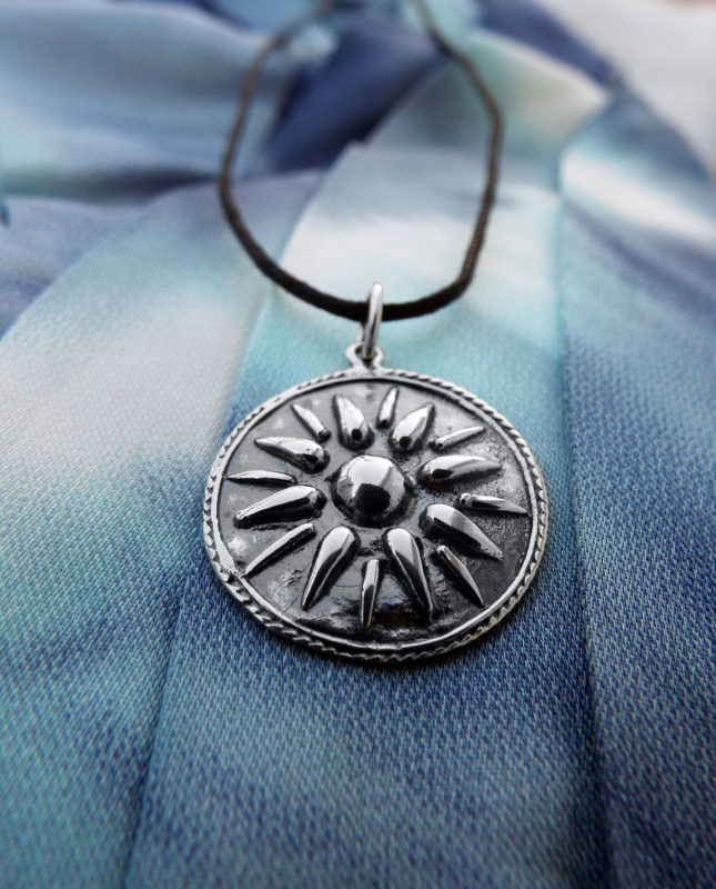 Pendant Silver Vergina Sun Symbol Ancient Greek Sterling 925 Handmade Necklace Jewelry Hellenic