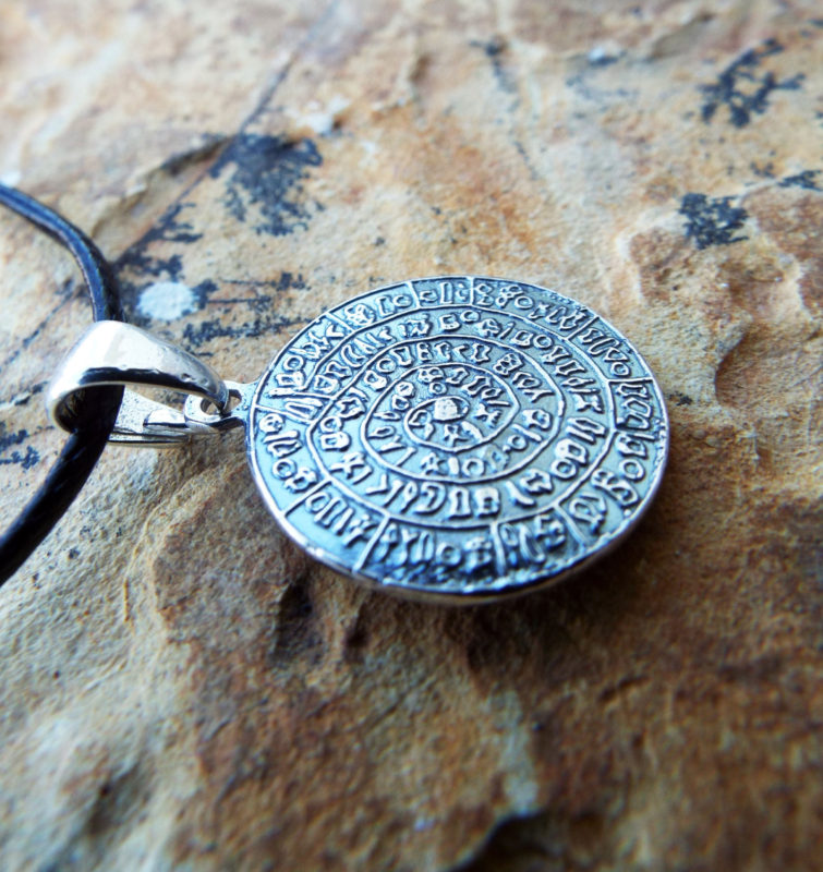 Pendant Symbol Phaistos Disc Ancient Greek Silver Sterling Handmade 925 Necklace Jewelry
