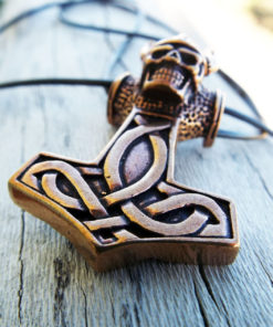 Pendant Thor's Hammer Celtic Bronze Skull Symbol Knot Magic Handmade Gothic Dark Jewelry Necklace Μεταγιον