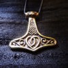 Pendant Thor's Hammer Celtic Bronze Symbol Knot Magic Handmade Jewelry Necklace
