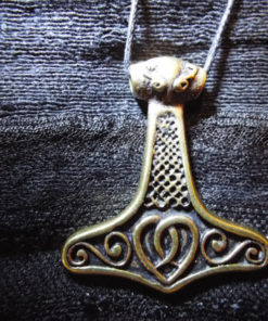 Pendant Thor's Hammer Celtic Bronze Symbol Knot Magic Handmade Jewelry Necklace