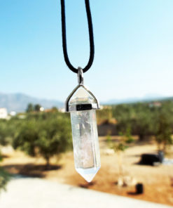 Pendulum Clear Quartz Pendant Silver Handmade Gemstone Necklace Stone Gothic Magic Dark Wicca Jewelry
