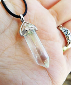 Pendulum Clear Quartz Pendant Silver Handmade Gemstone Necklace Stone Gothic Magic Dark Wicca Jewelry
