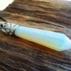 Pendulum Opalite Pendant Gemstone Pointer Silver Necklace Handmade Gothic Magic Dark Wicca Jewelry
