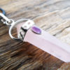 Pendulum Rose Quartz Amethyst Pendant Silver Handmade Gemstone Necklace Stone Gothic Magic Dark Wicca Jewelry