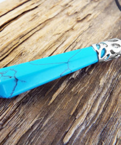 Pendulum Turquoise Pendant Gemstone Silver Necklace Pointer Handmade Gothic Magic Dark Wicca Jewelry