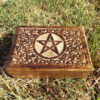 Pentagram Box Star Wiccan Magic Witch Handmade Ritual Mango Tree Wood Eco Friendly Floral Carved Gothic Dark Jewelry Box Chest Trinket