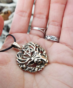 Pentagram Deer Pendant Hart of the Wildwood Symbol Handmade Necklace Gothic Dark Animal Symbol Wiccan Magic Star Bronze Jewelry