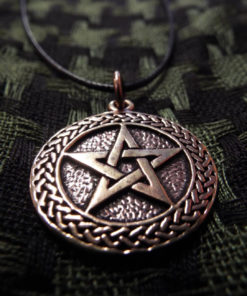 Pentagram Pendant Handmade Bronze Necklace Gothic Wiccan Magic Pagan Jewelry