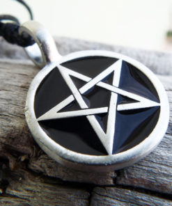 Pentagram Pendant Handmade Silver Necklace Enamel Gothic Wiccan Magic Pagan Protection Jewelry