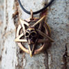 Pentagram Pendant Skull Handmade Necklace Bronze Gothic Wiccan Magic Pagan Jewelry Wicca