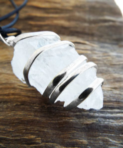Quartz Pendant Clear Silver Necklace Gemstone Handmade Pendulum Crystal Magic Wicca Protection