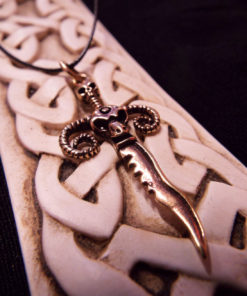 Ram Sword Pendant Skull Bronze Handmade Necklace Dark Gothic Devil Demon Power Aries Jewelry