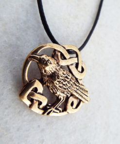 Raven Crow Bird Pendant Handmade Celtic Necklace Gothic Edgar Allan Poe Symbol Animal Bronze Jewelry