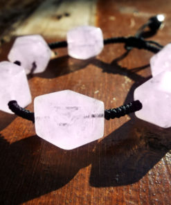 Rose Quartz Bracelet Gemstone Handmade Stone Cuff Jewelry Bohemian Spiritual Protection Valentine
