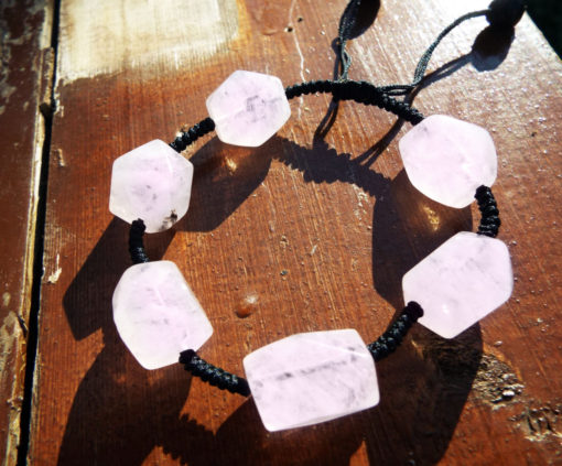 Rose Quartz Bracelet Gemstone Handmade Stone Cuff Jewelry Bohemian Spiritual Protection Valentine