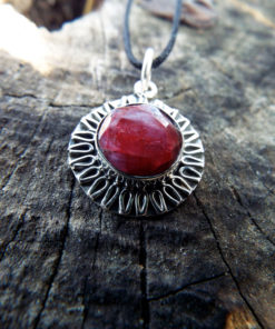 Ruby Pendant Red Gemstone Silver Handmade Necklace Sterling 925 Gothic Dark Jewelry Boho