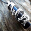 Sandstone Dragon Pendant Gemstone Pendulum Silver Necklace Cylinder Handmade Gothic Magic Dark Wicca Jewelry