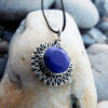 Sapphire Pendant Blue Silver Handmade Necklace Sterling 925 Jewelry Gothic Dark Boho