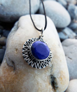 Sapphire Pendant Blue Silver Handmade Necklace Sterling 925 Jewelry Gothic Dark Boho