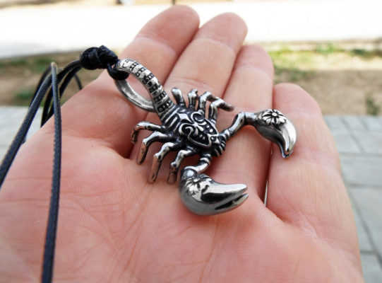 Scorpio Pendant Silver Scorpion Zodiac Handmade Symbol November Star Sign Jewelry Stainless Steel