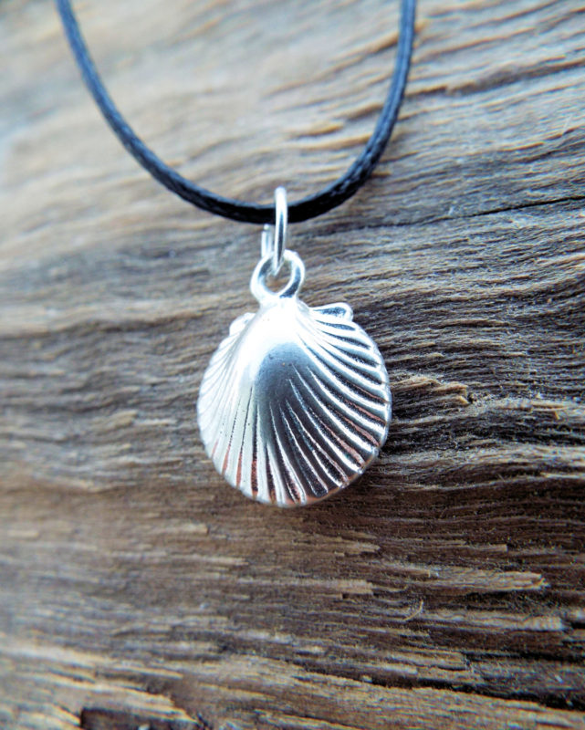 Shell Pendant Silver Sterling 925 Seashell Handmade Necklace Ocean Beach Summer Jewelry