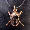 Skull Pendant Bronze Pirate Gothic Dark Necklace Jewelry Death Dagger Sword Corpse
