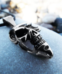 Skull Pendant Silver Handmade Necklace Gothic Dark Crossbones Skeleton Death Jewelry