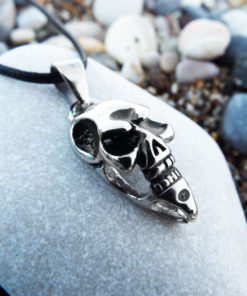 Skull Pendant Silver Handmade Necklace Gothic Dark Crossbones Skeleton Death Jewelry