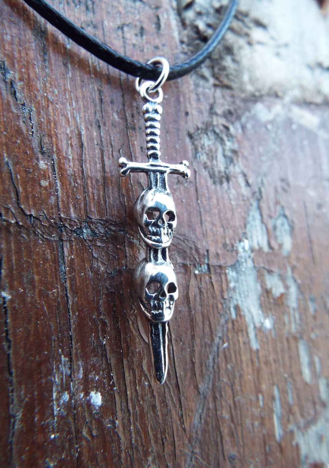 Skull Pendant Silver Sterling 925 Handmade Death Fear Gothic Dark Necklace Jewelry νεκροκεφαλή ασημι σπαθι