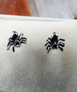 Spider Earrings Studs Silver Handmade Sterling 925 Gothic Animal Symbol Dark Web Jewelry