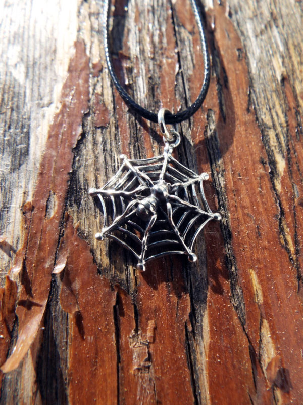 Spider Pendant Silver Handmade Necklace Gothic Animal Symbol Dark Web Jewelry