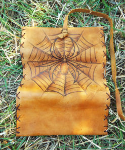 Tobacco Pouch Leather Case Handmade Spider Genuine Leather Smoking Rolling Cigarettes Pocket Hand Painted Symbol