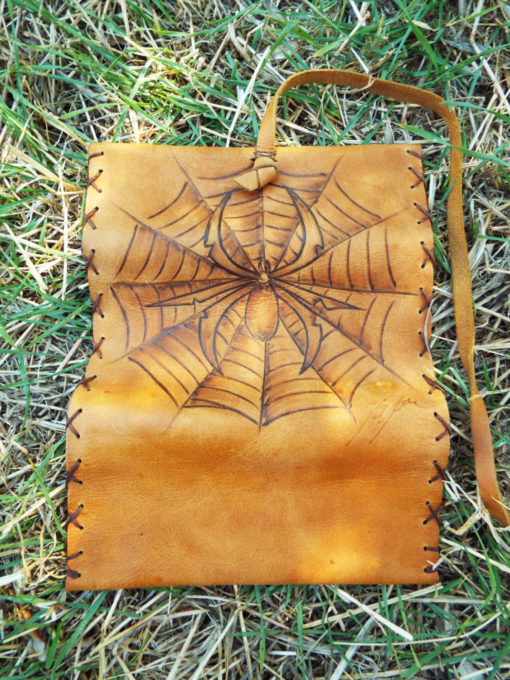 Tobacco Pouch Leather Case Handmade Spider Genuine Leather Smoking Rolling Cigarettes Pocket Hand Painted Symbol