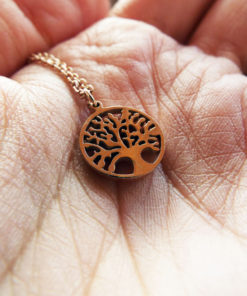 Tree of Life Pendant Rose Gold Protection Tree Handmade Necklace Gothic Dark Jewelry Symbol Stainless Steel