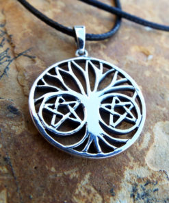 Tree of Life Pendant Silver Handmade Necklace Pentagram Star Witch Wicca Protection Celtic Sterling 925 Gothic Dark Jewelry Symbol Nature