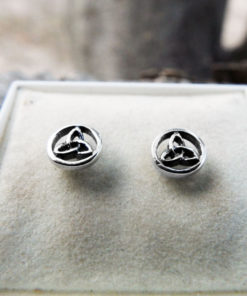 Triquetra Earrings Silver Studs Sterling 925 Symbol Celtic Gothic Handmade Dark Jewelry
