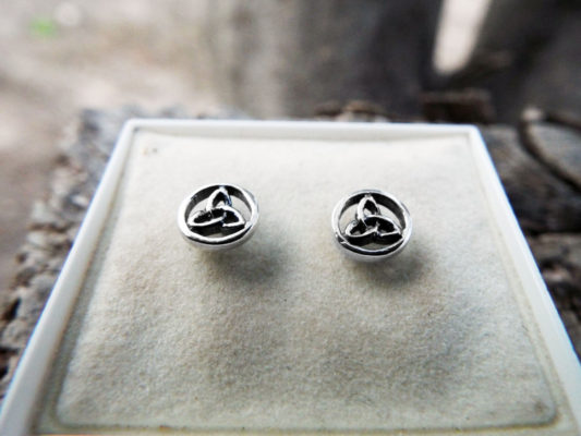 Triquetra Earrings Silver Studs Sterling 925 Symbol Celtic Gothic Handmade Dark Jewelry