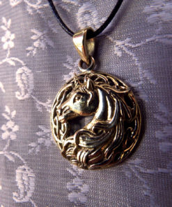 Unicorn Pendant Bronze Horse Handmade Necklace Jewelry Fairytale Magic Spell Wish