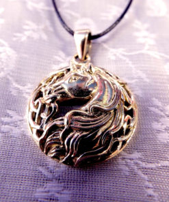 Unicorn Pendant Bronze Horse Handmade Necklace Jewelry Fairytale Magic Spell Wish