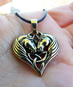 Unicorn Pendant Bronze Horse Triquetra Handmade Necklace Jewelry Fairytale Magic Spell Wish