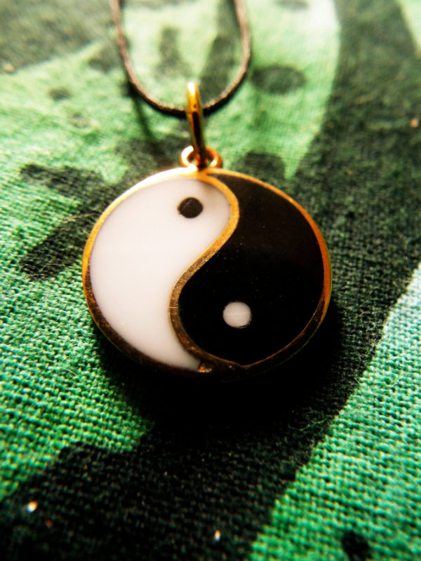 Yin Yang Chinese Symbol Pendant Protection Necklace Handmade Jewelry Bronze