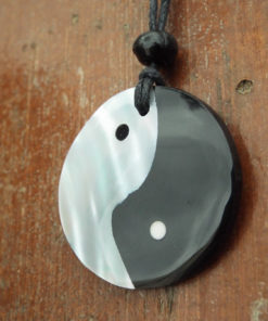 Yin Yang Pendant Abalone Necklace Symbol Jewelry Good and Evil