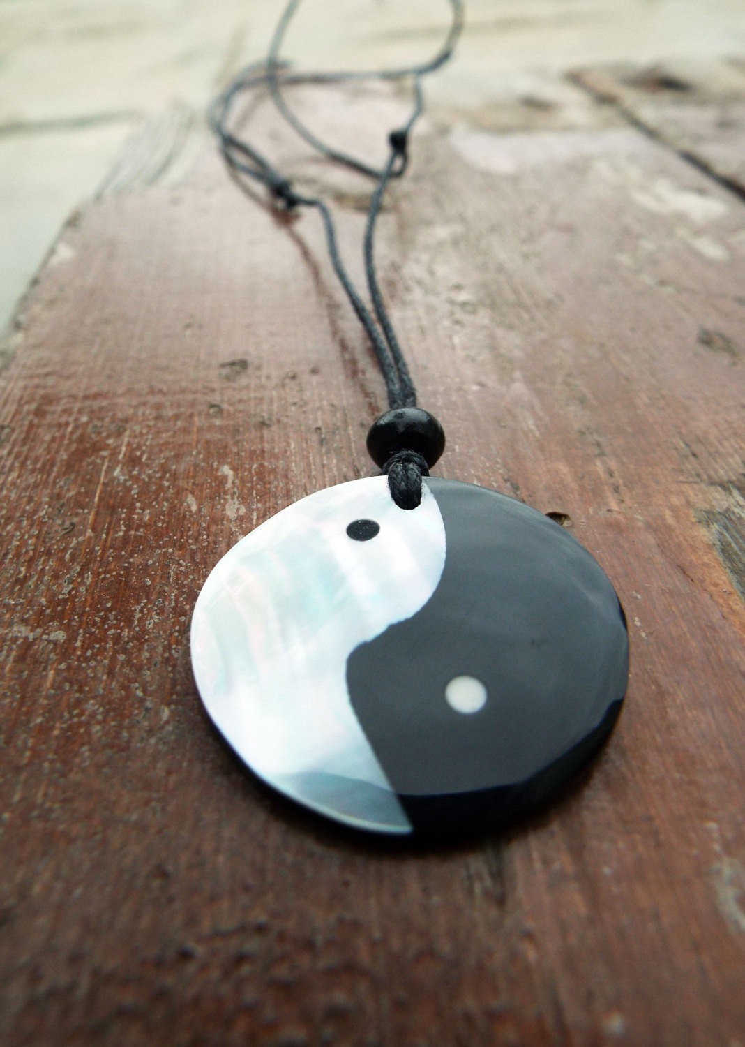 Yin Yang Pendant Abalone Necklace Symbol Jewelry Good and Evil