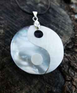 Yin Yang Pendant Handmade Abalone Necklace Chinese Asian Symbol Jewelry Good and Evil