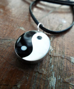 Yin Yang Pendant Silver Handmade Sterling 925 Fildisi Necklace Chinese Asian Symbol Jewelry Good and Evil