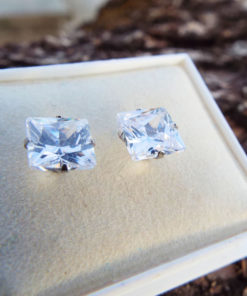 Zircon Earrings Studs Gemstone Stone Diamond Handmade Silver Stainless Steel Jewelry